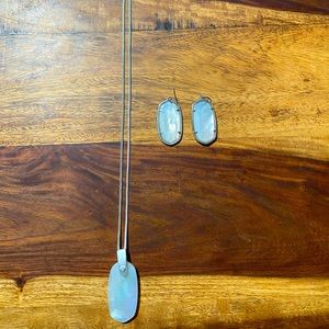 Kendra Scott Inez Necklace and Danielle Earrings Silver Mother of Pearl